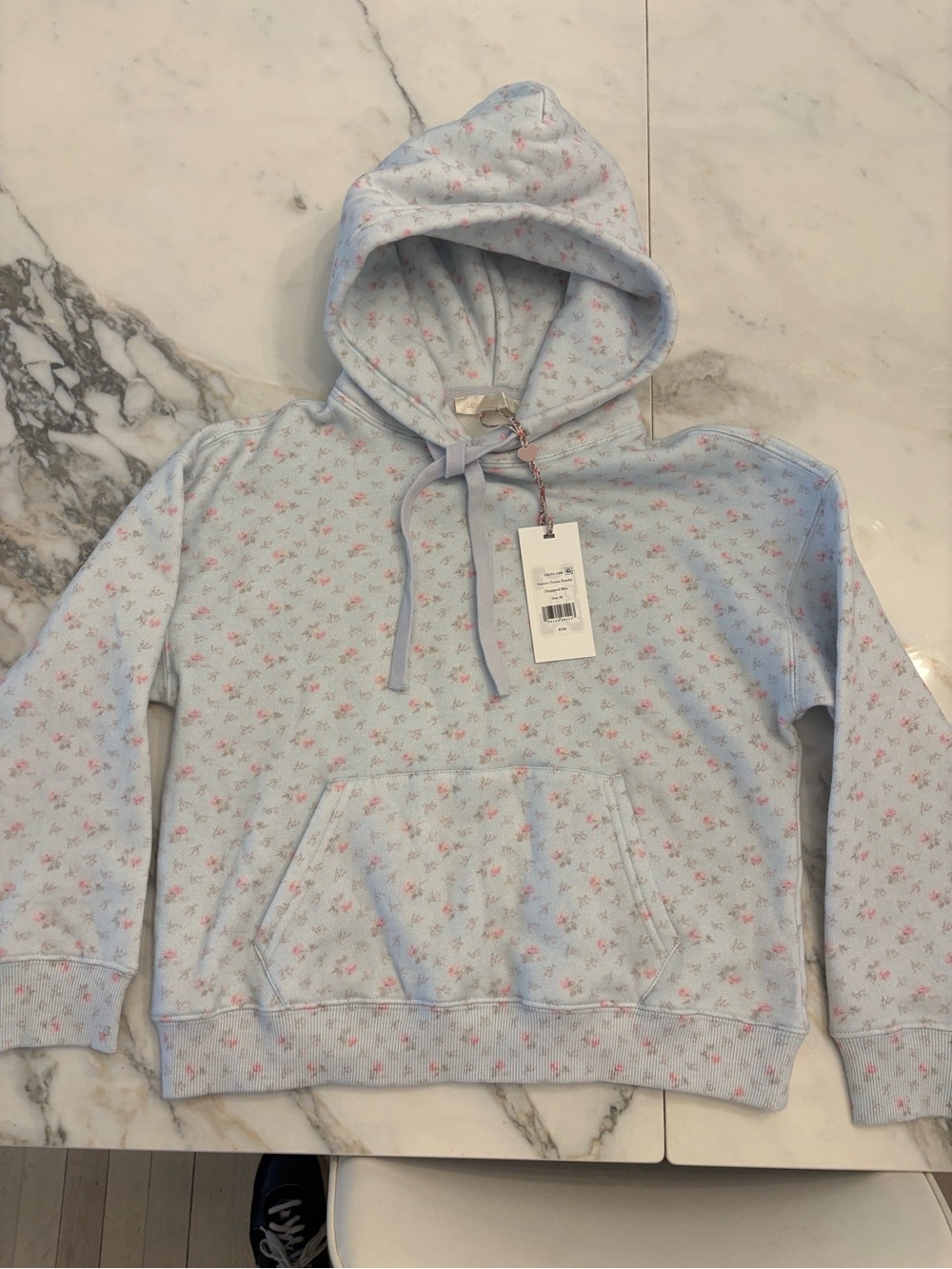 LoveShackFancy Baby Blue Floral Hoodie for Kids